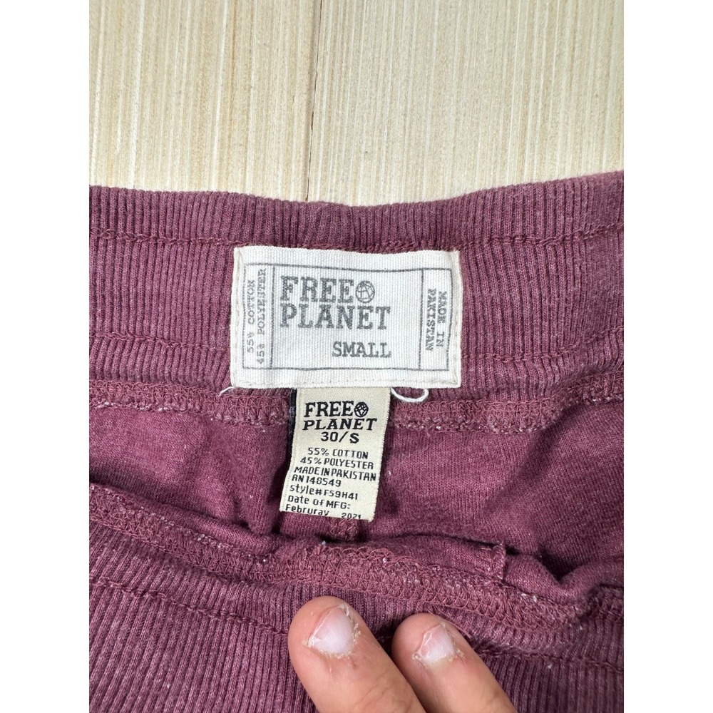 Free Planet Jersey Shorts Men 30S Maroon Cotton Slash Pockets Running Drawstring - Picture 2 of 4